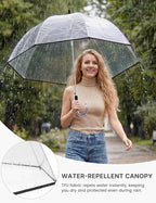 G4Free 52 inch Clear Bubble Umbrella, Large Canopy Transparent Dome Coverage Stick Umbrella, J Hook Handle European Style for Weddings,Prom,Graduation and Outdoor Events