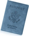Passport Holder for Travel Essentials,RFID Blocking Passport Cover Wallet Card Case for Women and Men (Navy Blue)