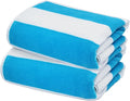 COTTON CRAFT Oversized Beach Towels - 2 Pack XXL 35x84 - The Big Kahuna 7 Foot Extra Large Beach Blanket Towel - Big & Tall - Huge 100% Cotton Velour Soft Luxury Pool Bath Towel - Cabana Stripe Aqua