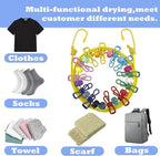 Portable Travel Clothesline,Adjustable Elastic Stretch Line with 12pcs Clothes Clips,for RV Outdoor and Indoor Camping Accessories (Yellow)