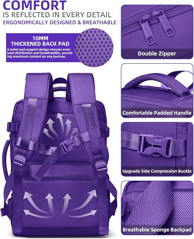 LARVENDER Carry on Luggage 22x14x9 Airline Approved, Expandable 20 Inch Hardside Large Suitcase with Wheels TSA Lock, Lightweigh PC+ABS Travel Carry-on Suitcases for Women and Men, Midnight Berry