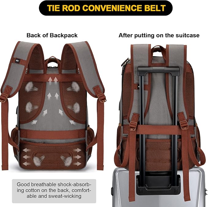 Tzowla Canvas Laptop Backpack, Bag for Men Women,Travel Work Rucksack Fits 15.6 Inch Laptop, Large Capacity Bookbag(Khaki- Grey)