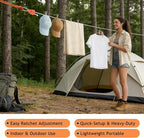 Retractable Clothesline Outdoor Indoor, Portable Travel Clothes Line Heavy Duty Ratchet Pulley with Carabiners, 19FT Laundry Drying Lines for Camping, Cruise, Backyard, Balcony, Dormitory