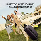 NINETYGO Medium Checked Luggage 25 Inch, Flat Top Opening Check In Luggage with Cup Holder, Expandable, Lightweight PC Hard Shell, TSA Lock, 360° Spinner Wheels (Charcoal Coconut Milk)
