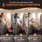 Airplane Footrest Hammock, Adjustable Foot Rest for Long Flights - Travel Must-Haves and Travel Essentials,Portable Airplane Gadgets for Flying Comfort(Rose Red,1 Pack)