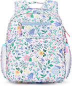 mibasies Kids Backpack for Girls: Girls Backpack 5-8 - Kindergarten Elementary School Bookbag for Girl - Floral Sky Blue
