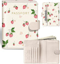Slohif Passport Wallet Holder Cover for Travel - Women Men RFID Blocking Passport Book Protector for Boarding Pass Cards