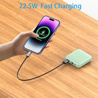 ummz Portable Charger with Built-in Cable,12000mAh 22.5W Fast Charging Small Power Bank,USB C Input/Output with Smart LED Display,External Battery Pack for iPhone,Tablet,Samsung