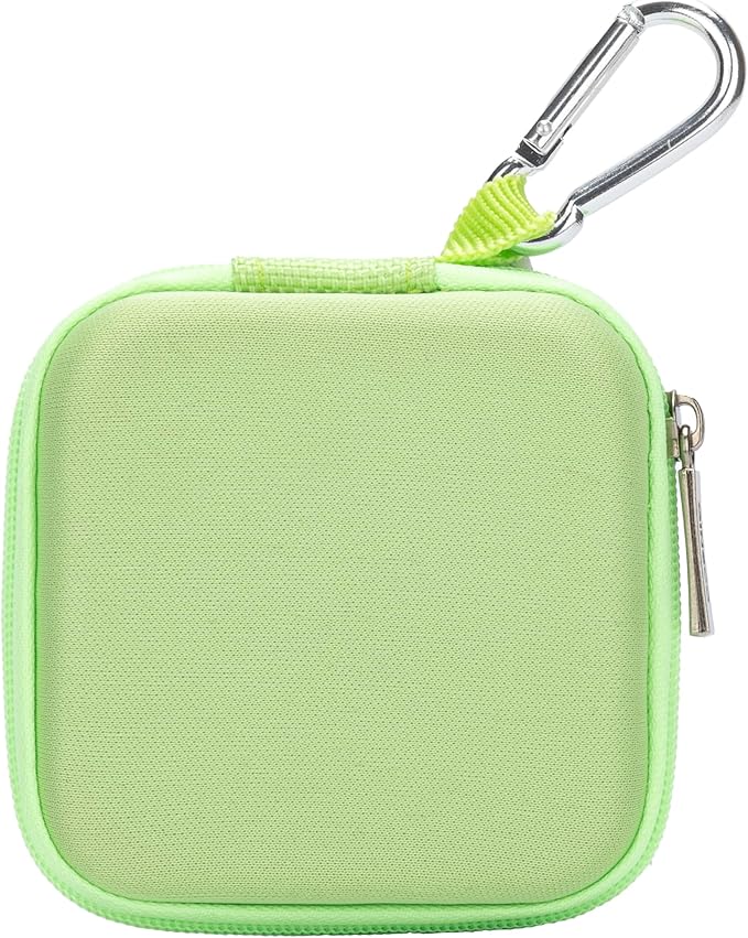 insco Mini-Portable Hard Shell Square Earbuds Case for Apple EarPods/Samsung Galaxy Wired/Wireless Earbuds, Cell Phone Accessories Organizer with Carabiner for Earphones (1, Green)