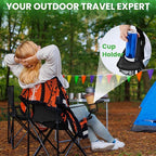 2 Pack Lightweight Folding Camping Chairs, Outdoor Lawn Beach Chair with Cup Holder & Carry Bag for Travel, Fishing, Picnic, Backyard, Hiking (Black, Medium)