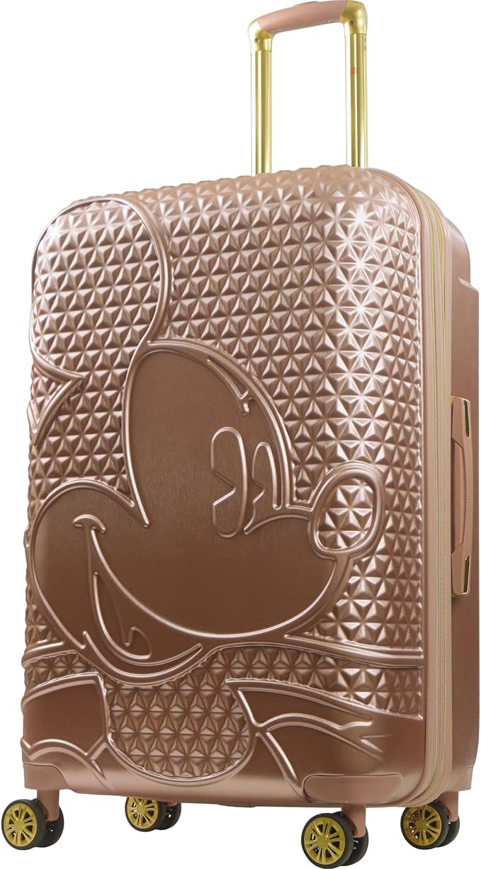 FUL Disney Mickey Mouse 30 Inch Rolling Luggage, Hardshell Suitcase with Spinner Wheels, Rose Gold
