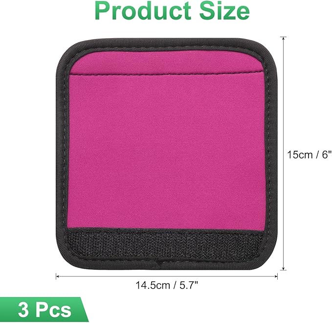 uxcell 3 Pcs Luggage Handle Wrap for Suitcase, Neoprene Handbag Grip Cover Protector Luggage Identifiers Suitcase Handle Wraps for Luggage Shopping Bag Travel Bags, Rose Red