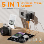 TESSAN Universal Travel Adapter, 65W International Power Adapter with 4 USB Charging Ports (2 USB C), Worldwide Plug Adaptor for US to Europe UK Italy Spain France Ireland Australia (Type C G A I)