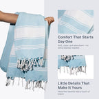 Cotton Turkish Beach Towel with Towels Oversized 36"x72" Pool Absorbent Extra Large Quick Dry Sand Travel Towel (Aqua Blue, 2 Pack)