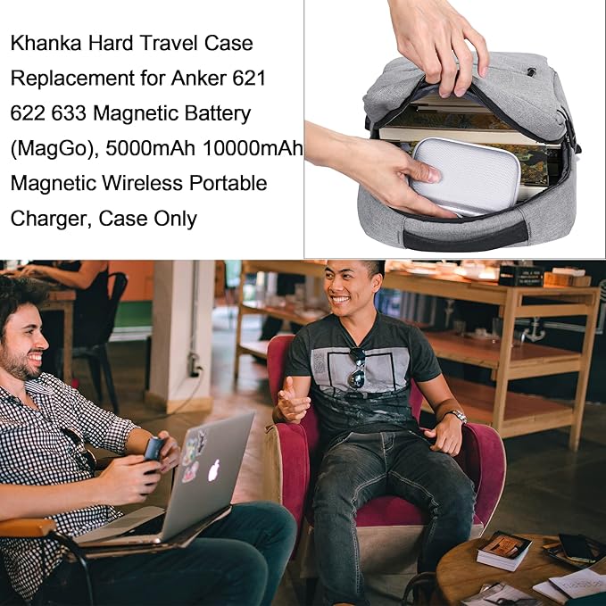 Khanka Hard Travel Case Replacement for Anker 621/622 / 633 Magnetic Battery (MagGo), 5000mAh 10000mAh Magnetic Wireless Portable Charger, Case Only (White)