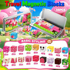 Princess Magnetic Building Blocks Travel Toys - 35PCS Magnet Cubes for Kids Ages 4-8, STEM Learning Toys, Portable Magnetic Toys Set for Toddlers 3-5, Boys & Girls，Birthday Gifts, Classroom Prizes
