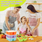 4 Pack Snack Containers Bento Box Adult Lunch Box,Meal Prep Container, Reusable Food Storage lunch Containers Stackable for Work, Travel and Gym (Orange, Green, Purple, Grass Green)