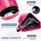 JELUTAR Drawstring Backpack Gym Bag with Shoes Compartment for Soccer, Basketball, Swim, Water-Resistant String Backpack Beach Cinch for Women Men, Rose