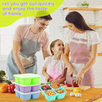 4 Pack Snack Containers Bento Box Adult Lunch Box,Meal Prep Container, Reusable Food Storage lunch Containers Stackable for Work, Travel and Gym (Blue, Green, Purple, Grass Green)