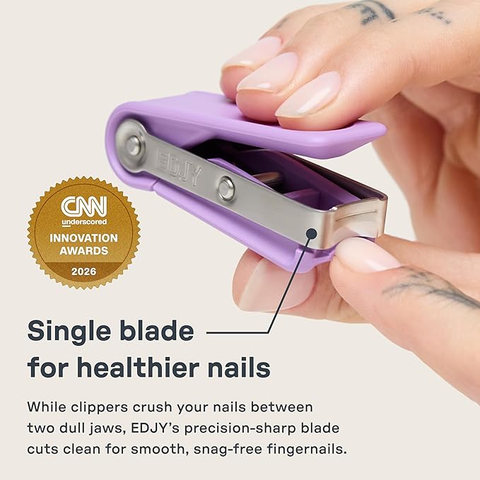 EDJY Fingernail Cutter - Precision Stainless Steel Nail Cutter for Fingernails | Sharp Blade, Ergonomic Design, Durable & Rust-Resistant | Ideal for Men and Women | Lilac