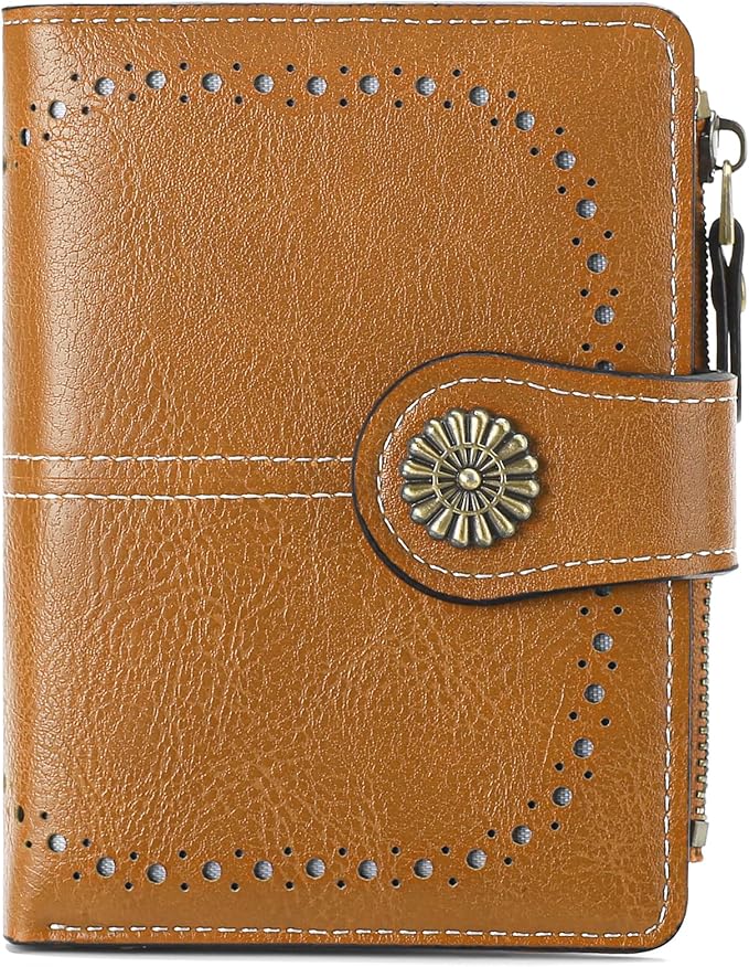 Small Wallet for Women Bifold Credit Card Holder RFID Blocking with Zipper Pocket