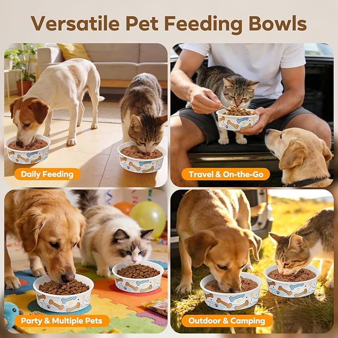 40 Pack Disposable Dog Bowls, 16 oz Paper Pet Bowls for Cats & Dogs, Disposable Cat Food Bowls for Dry Wet Food & Water, Travel Feeding Bowls for Small Medium Pets