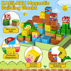 KAEILORU Magnetic Blocks Travel Toys for Kids Ages 4-8, 35 PCS Magnetic Cubes STEM Learning Set with Portable Iron Storage Box Construction Learning Toys for Toddlers Ages 3-5