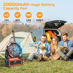 Camping Fan Rechargeable, Battery Powered Fan with Lights, Outdoor Beach Tent Fans, 4 Speed, Adjustable Brightness for Picnic, Barbecue, Fishing, Office, Home