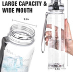 OLDLEY Water Bottle, 32oz Motivational Sports Water Bottle with Time Marker - Times to Drink - Tritan, BPA Free, Wide Mouth Leakproof, Anniversary Birthday Gifts for Men Women, Capacity Clear