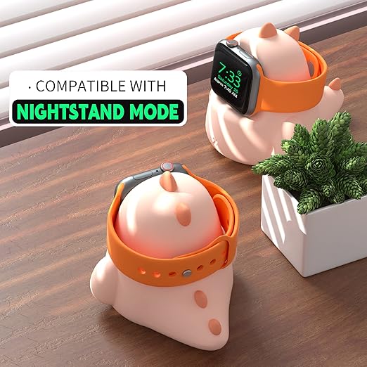 ELETIUO Charger Stand Compatible with Apple Watch Series Ultra2/Ultra/10/9/8/SE2/7/6/SE/5/4/3/2/1 (49/46/45/44/42/41/40/38mm),Dinosaur iWatch Charging Dock,Supports Nightstand Mode,Pink