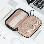 NISHEL Travel Cord Organizer Case, Double Layers Tech Electronic Bag, Essentials for Charger, Cable, Phone, Flash drive, Medium, Black