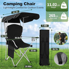 VTOY Portable Camping Chair with Canopy - Folding Chair with Canopy, Durable 600D Oxford Canopy Chair for Camping, Beach, Picnics, Fishing & Sports