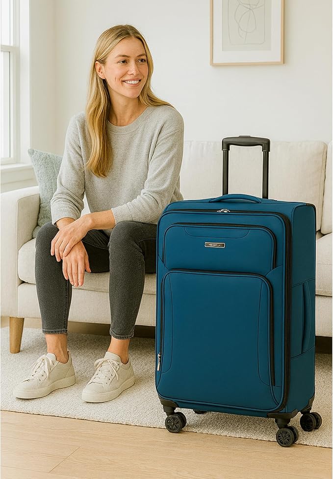 World Traveler Dejuno Jasper 28-Inch Lightweight Expandable Spinner Luggage - Navy