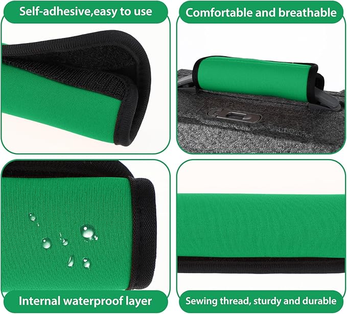 2 Pack Luggage Handle Wraps for Suitcase Bright Color Luggage Handle Covers Suitcase Tags identifiers Travel Accessories for Airplane/Flying (Green)
