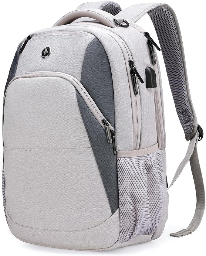 Swissdigital Design Business Laptop Backpack, College Laptops Backpack with USB Charging Port for Men and Women Fits 16 Inch Notebook, Mauve Grey | SD1670-05