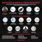 EMT 1st 250 Pcs Emergency Responder First Aid Kit with 30 Unique Items & Mylar Blankets Large First aid kit for car, Travel & Home - Emergency Bag for Hiking, Camping, Backpacking and Outdoor