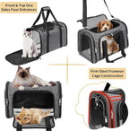 Soft-Sided Cat/Dog/Pet Carrier, Collapsible Pets Travel Carriers for Big Cats/Small Dogs with Shoulder Strap & Removable Mat, Mesh Puppy Carry Bag, Up to 25 Lbs (Dark Grey)