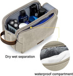 BAGSMART Toiletry Bag for Men, Canvas Travel Toiletry Organizer Dopp Kit Water-resistant Shaving Bag for Toiletries Accessories,Beige-Large