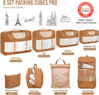 Veken 8 Set Packing Cubes for Travel Essentials, Suitcase Organizer Bags in 4 Sizes, Carry-On Luggage Accessories with Large Laundry & Hanging Toiletry Bag, Must-Have for Airplane, Road Trip & Camping