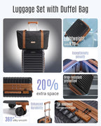 LIGHT FLIGHT Luggage Sets, Carry On Luggage 22x14x9 Airline Approved, Carry On Travel Bag Suitcases with Wheels, Expandable Hardside Lightweight Rolling with TSA Lock 2-Piece Set (DB/20),Black/Brown