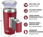 SUNWILL Travel Coffee Tumbler 20 oz, Insulated Mug with Lid, Stainless Steel Cup for Hot and Cold Drinks, Powder Coated Wine Red