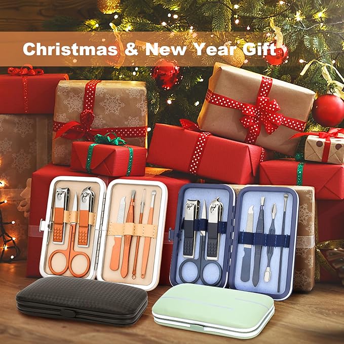 Manicure Set-Stainless Steel Nail Care Set-Professional 7 in 1 Ingrown Toenail Clipper Grooming Tool-Pedicure Kit & Toe Nail Cutter-Thick Nail Scissors Toiletries with Cuticle Trimmer (Rose Gold)