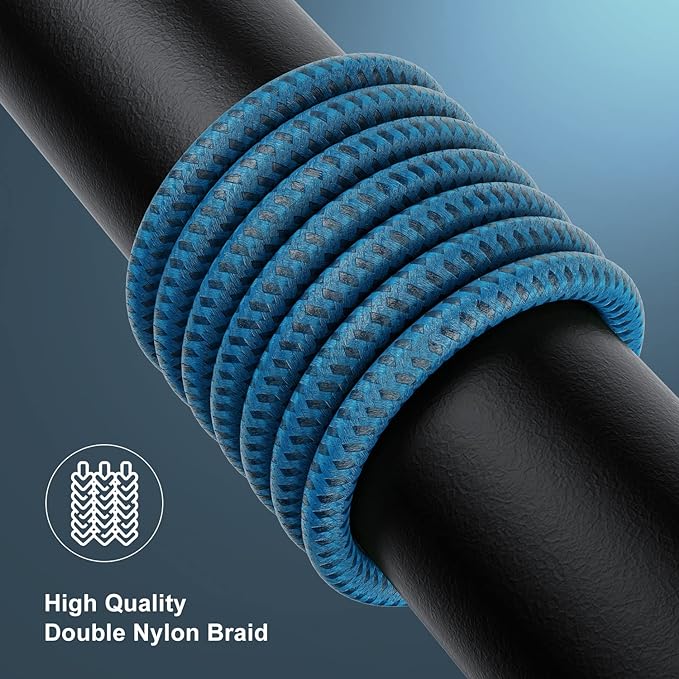Essri 2Pack for iPhone Charger Cord 3FT, Lighting Cable 3 Feet to USB Charging Cable, Nylon Braided Charging Cord 3 Foot Compatible with iPhone 14 13 12 11 X XS XR Pad - Blue
