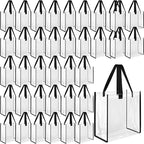 Eccliy 30 Pack 12x12x6 Inch Clear Tote Bag Stadium Approved Bulk Plastic Beach Tote Gift Bag with Handle for Gym Sports | 30 Pack, 12x12x6 Inch, Stadium Approved, Bulk, with Handle, Tote Gift Bag