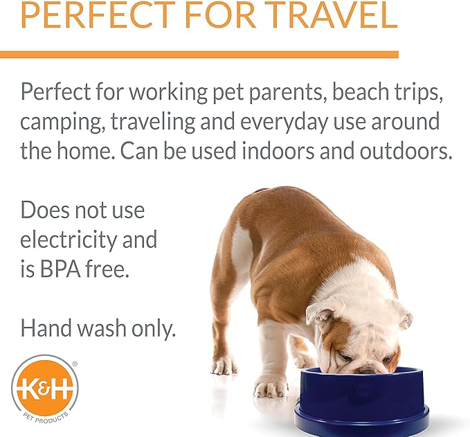 K&H Pet Products Coolin' Dog Water Bowl, Summer Cooling Water Bowl for Small, Medium & Large Dogs & Cats, Indoor Outdoor Insulated Ice Cold Pet Dish to Keep Pets Hydrated - 96 Ounces Chill Blue