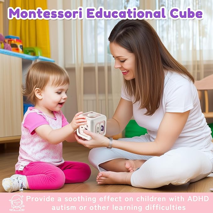 SOCBTNSO Busy Cube Toy for 1 Year Old Girl Gifts, Montessori for Baby Girl, Travel Sensory Toys for Toddlers 1-3, Learning Fine Motor Skills| 1st Birthday Girl Gifts 12 Months