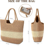 Straw Beach Bags for Women - Summer Woven Tote Bag Shoulder Handbags, Large Beach Bag for Women for Holiday