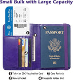 Passport Holder for Travel Women, RFID US Passport Cover Wallet Case, Leather Travel Wallet RFID Blocking, Waterproof Document Protector for Traveling Accessories-Purple