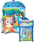 Fast Forward Bluey Kids Backpack and Lunch Box Set - 15" Bookbag Backpack for Boys & Girls with Detachable Lunch Bag Set, Bluey Blue And Friends