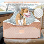 AlfaTok Memory Foam Booster Dog Car Seat Medium Dogs, Elevated Pet Car Seat Under 45 LBS, Detachable Washable, Anti-Slip Dog Booster Seat for Car Back Seat Only, Travel Dog Car Bed, Dog Seat Belt